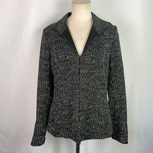 Lafayette 148 NWT Black White Print Open Front Jacket